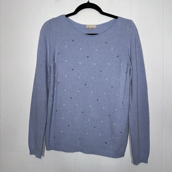Benedetta B Women’s Wool Blend Light Blue Dot Sweater Size Large - Picture 1 of 5